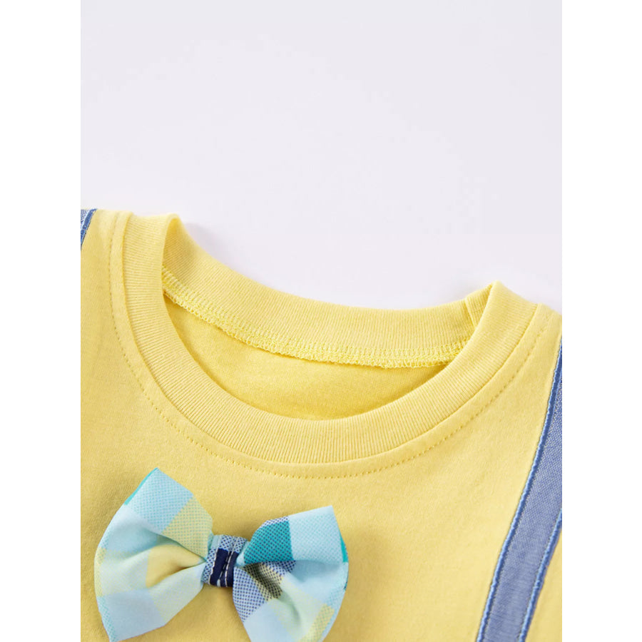Children’s Bow Embroidered Round Neck T-Shirt Apparel and Accessories