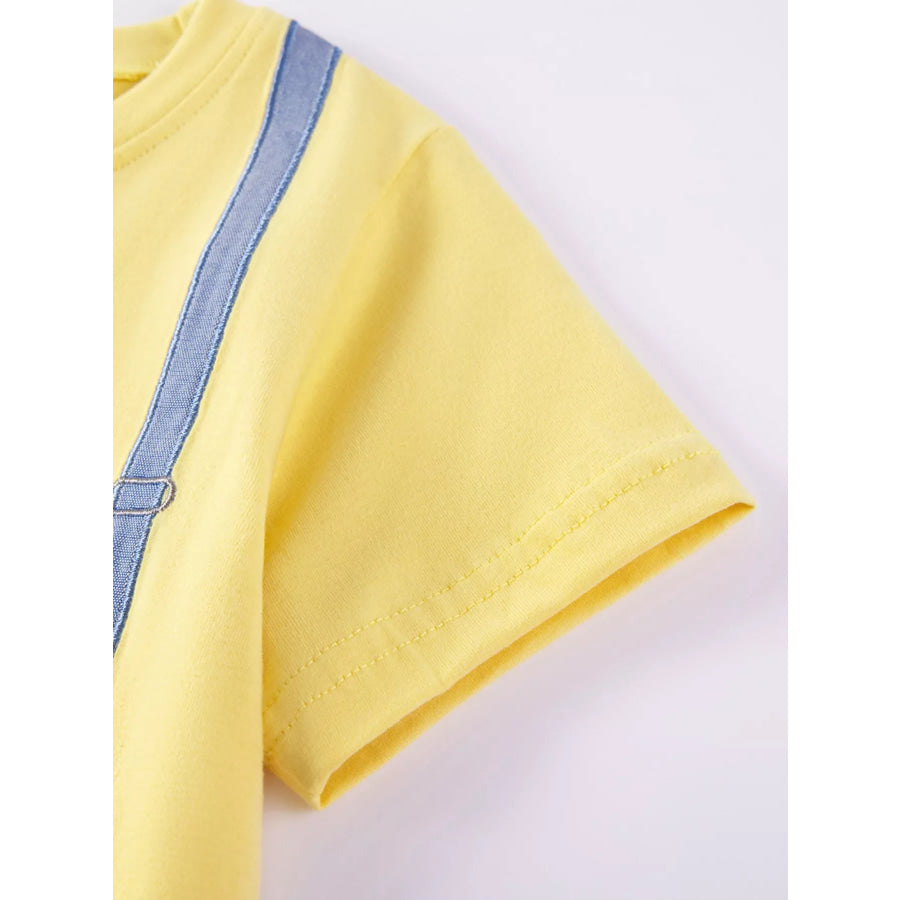 Children’s Bow Embroidered Round Neck T-Shirt Apparel and Accessories