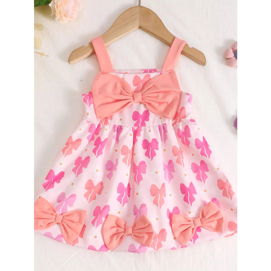 Children’s Bow Front Printed Dress Pink / 6-12M Apparel and Accessories