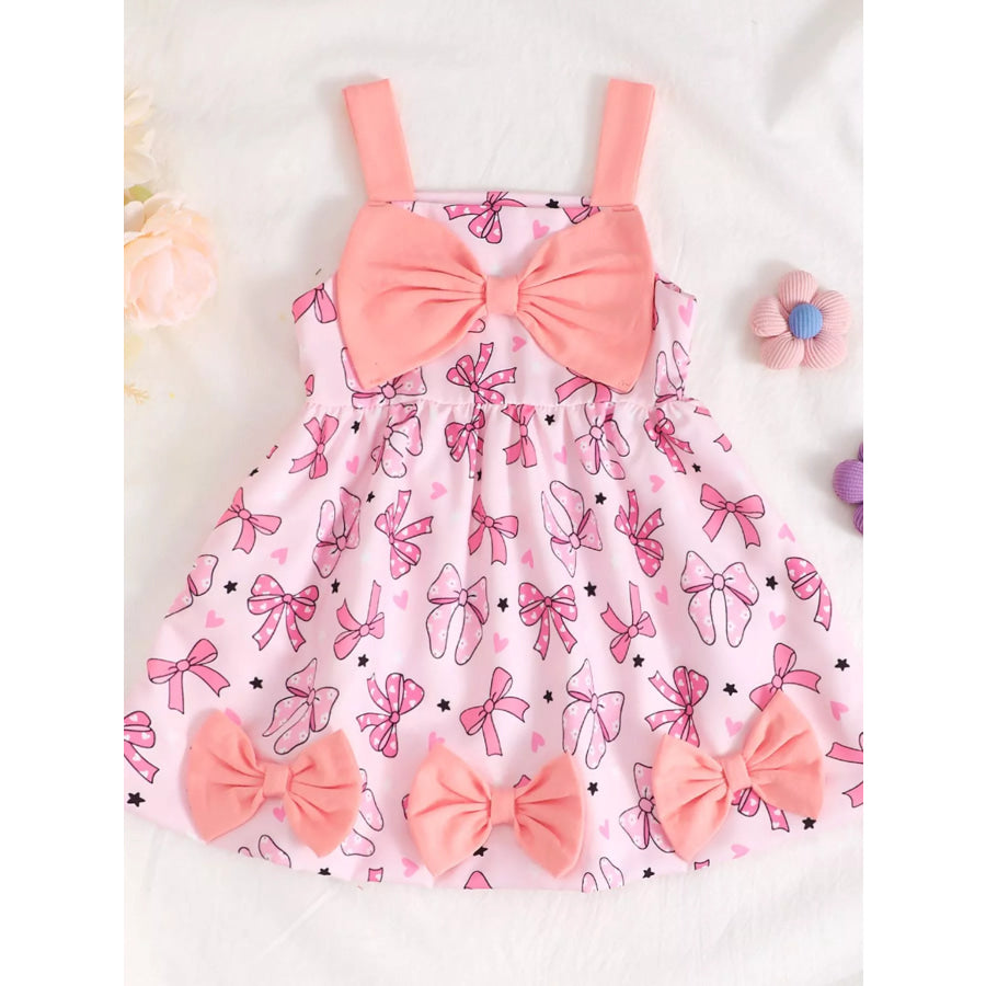 Children’s Bow Front Printed Dress Purple / 6-12M Apparel and Accessories
