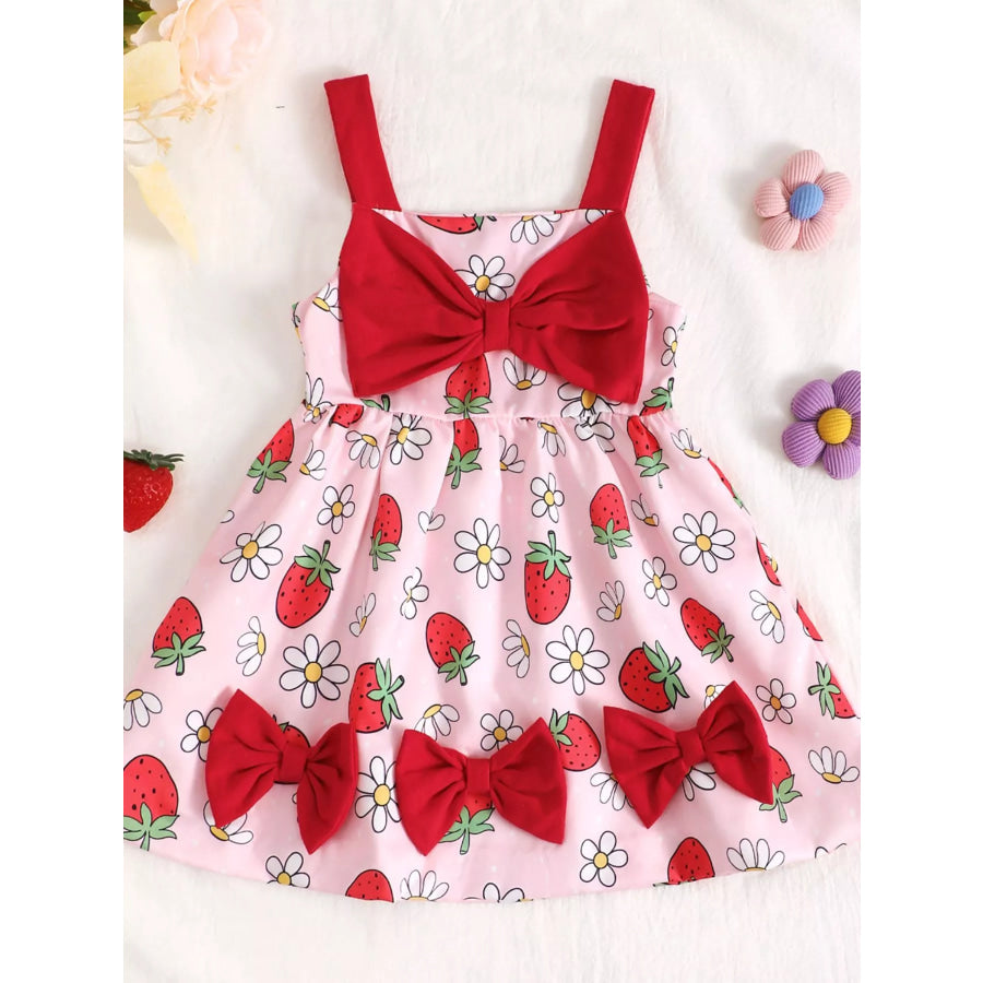 Children’s Bow Front Printed Dress Strawberry / 6-12M Apparel and Accessories
