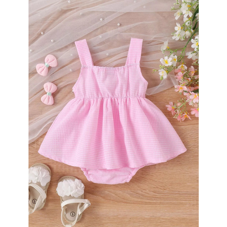 Children’s Bow-Knot Gingham One-Piece Dress Apparel and Accessories