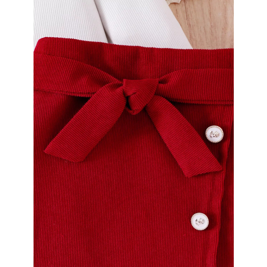 Children’s Bow Long Sleeve Top and Skirt Set Apparel and Accessories