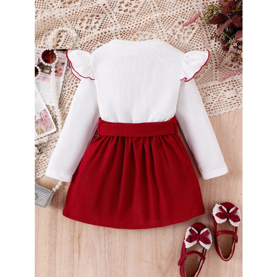 Children’s Bow Long Sleeve Top and Skirt Set Apparel and Accessories