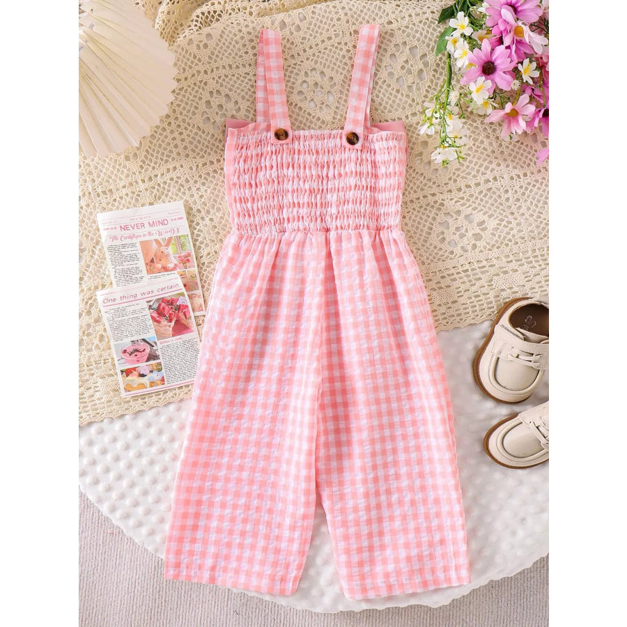 Children’s Bow Plaid Wide Strap Jumpsuit Apparel and Accessories