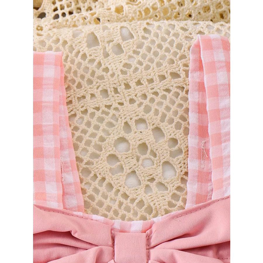 Children’s Bow Plaid Wide Strap Jumpsuit Apparel and Accessories