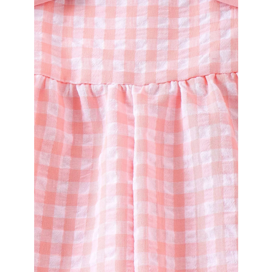Children’s Bow Plaid Wide Strap Jumpsuit Apparel and Accessories