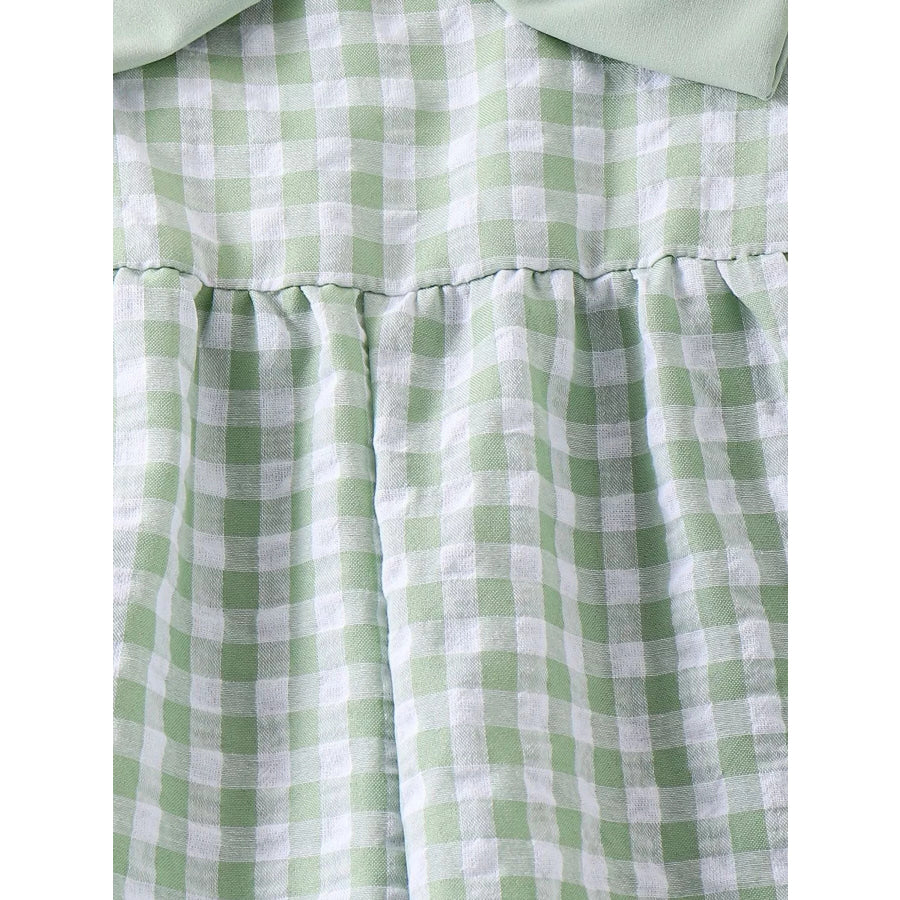 Children’s Bow Plaid Wide Strap Jumpsuit Apparel and Accessories