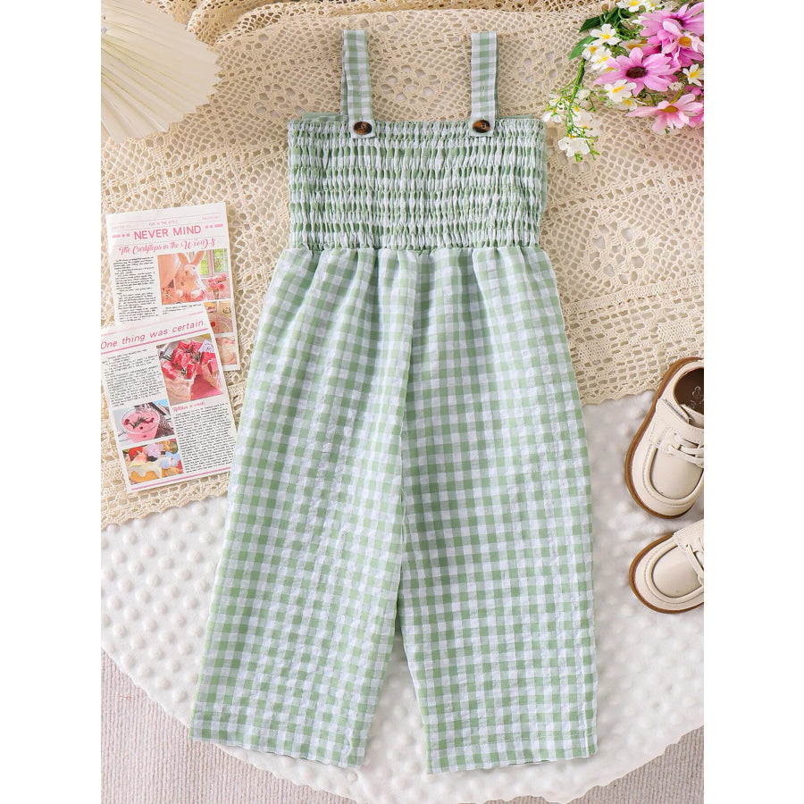 Children’s Bow Plaid Wide Strap Jumpsuit Apparel and Accessories