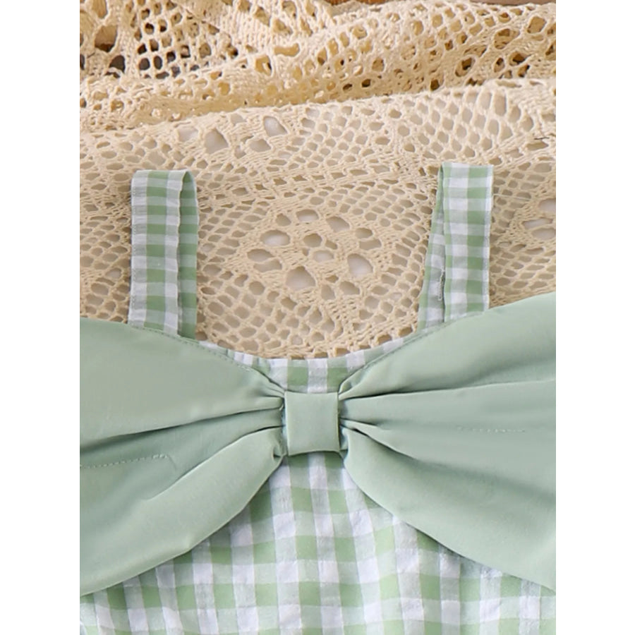Children’s Bow Plaid Wide Strap Jumpsuit Apparel and Accessories