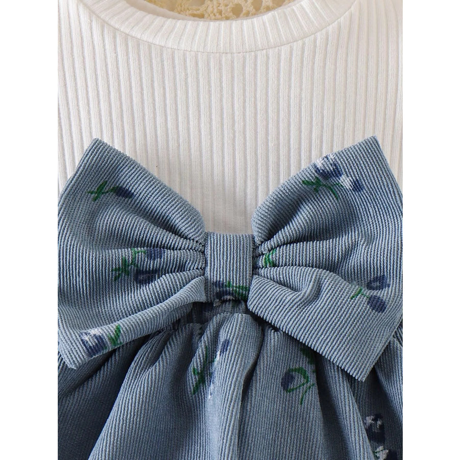 Children’s Bow Ribbed Knit Dress & Headband & Socks Set Apparel and Accessories