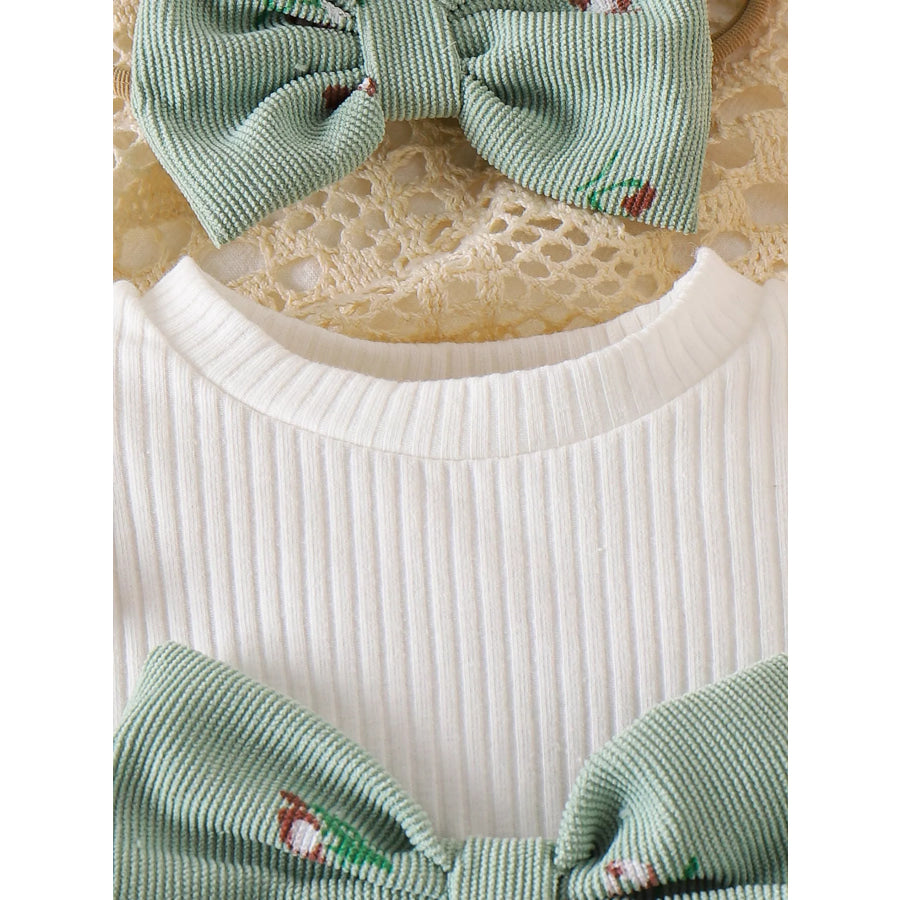 Children’s Bow Ribbed Knit Dress & Headband & Socks Set Apparel and Accessories