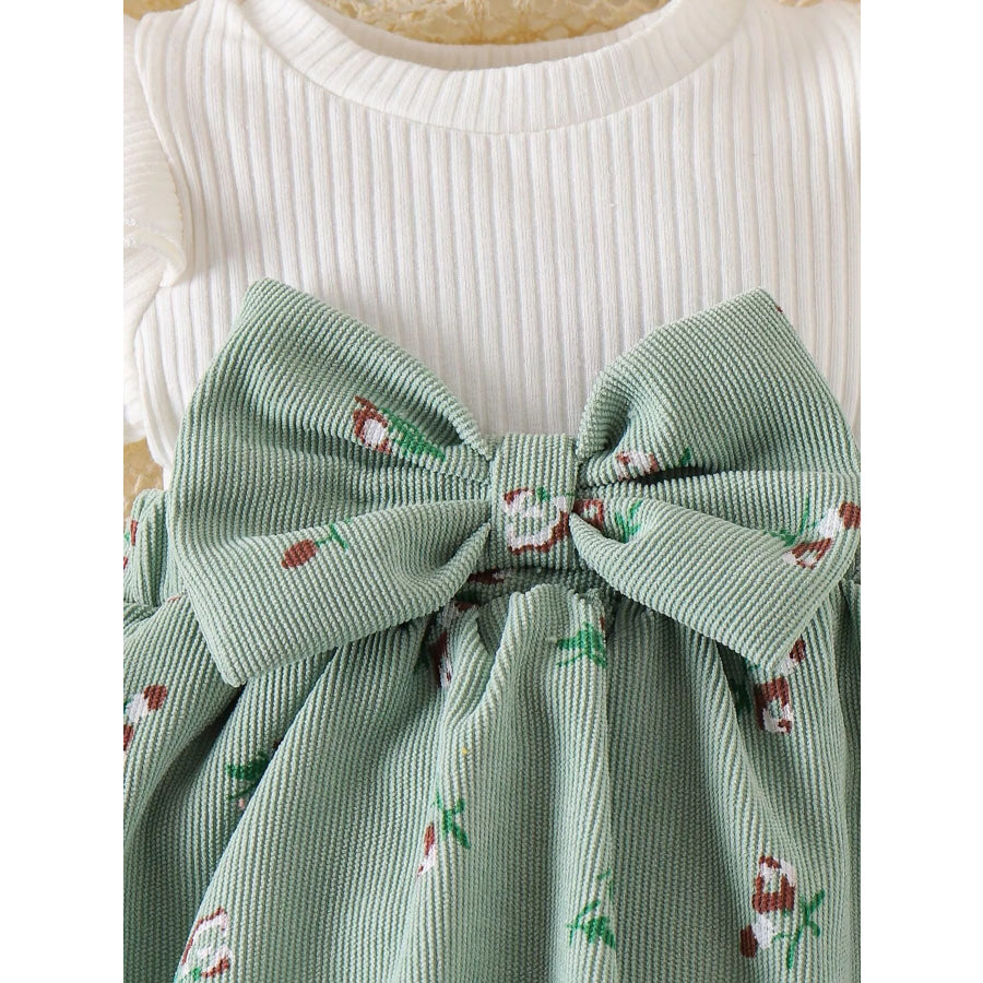 Children’s Bow Ribbed Knit Dress & Headband & Socks Set Apparel and Accessories