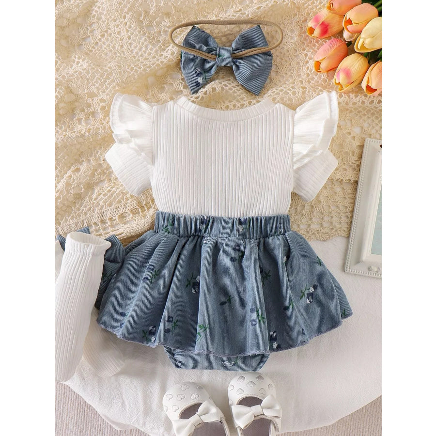 Children’s Bow Ribbed Knit Dress & Headband & Socks Set Apparel and Accessories