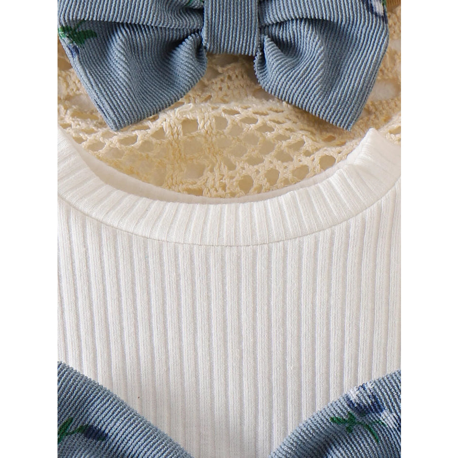 Children’s Bow Ribbed Knit Dress & Headband & Socks Set Apparel and Accessories