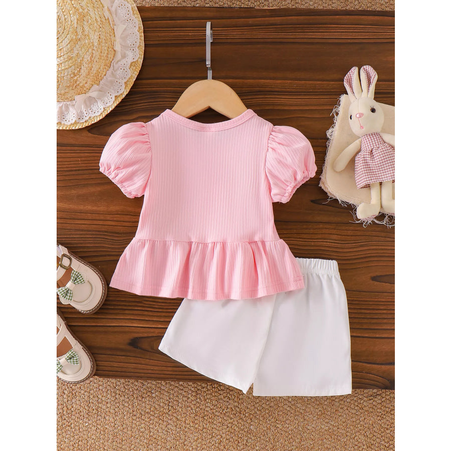 Children’s Bow Ribbed Top and Shorts Set Apparel and Accessories