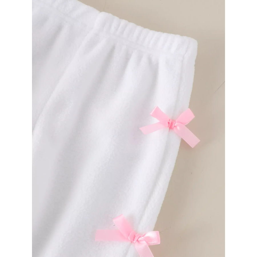 Children’s Bow Round Neck Top and Pants Set Apparel and Accessories