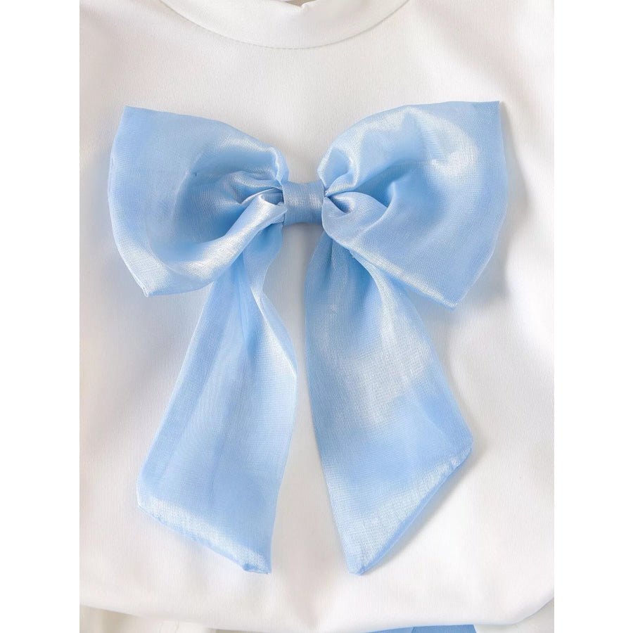 Children’s Bow Round Neck Top and Pants Set Apparel and Accessories