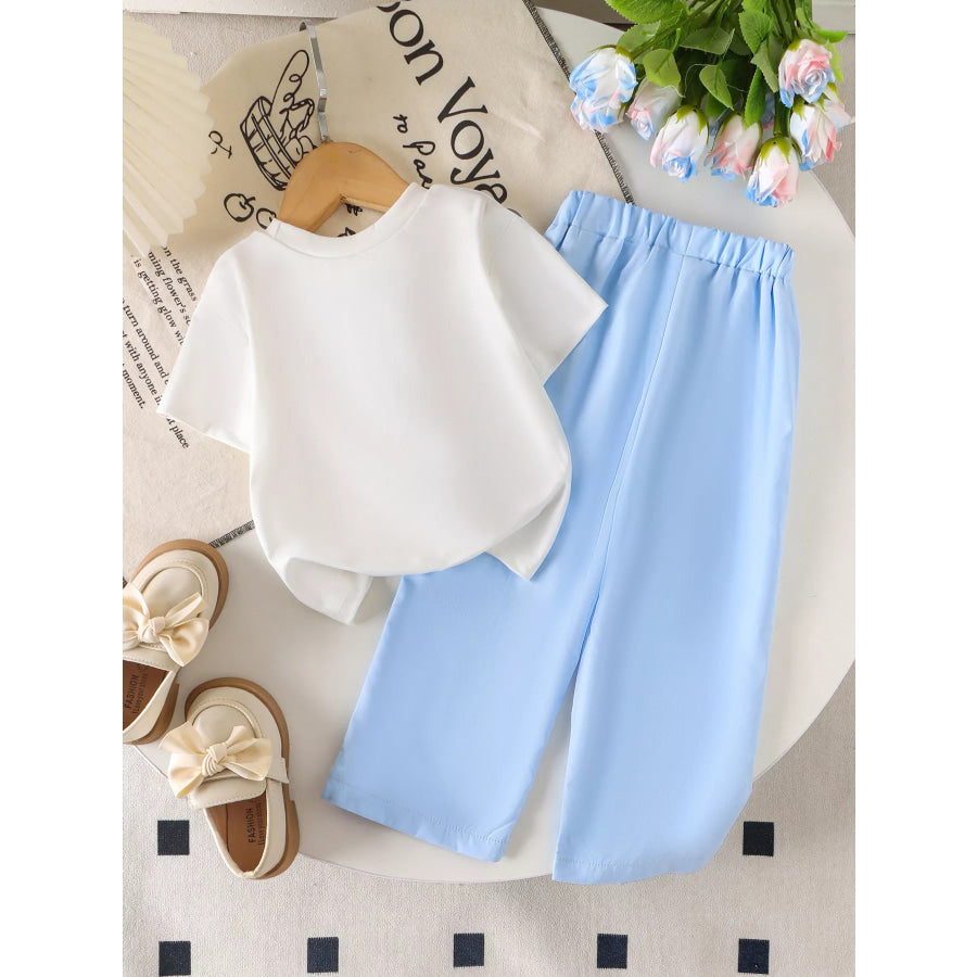 Children’s Bow Round Neck Top and Pants Set Apparel and Accessories
