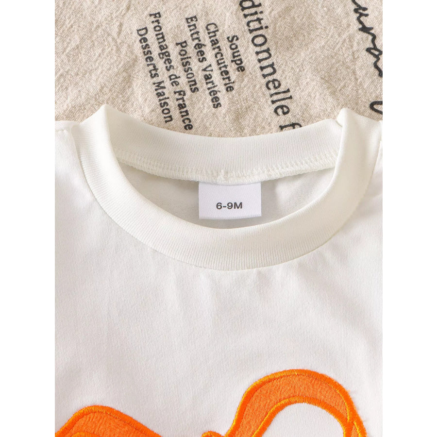 Children’s Bow Round Neck Top and Shorts Set Orange / 6-9M Apparel Accessories