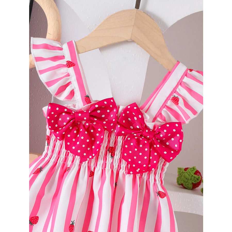 Children’s Bow Ruffled Striped Top and Shorts Set Apparel and Accessories