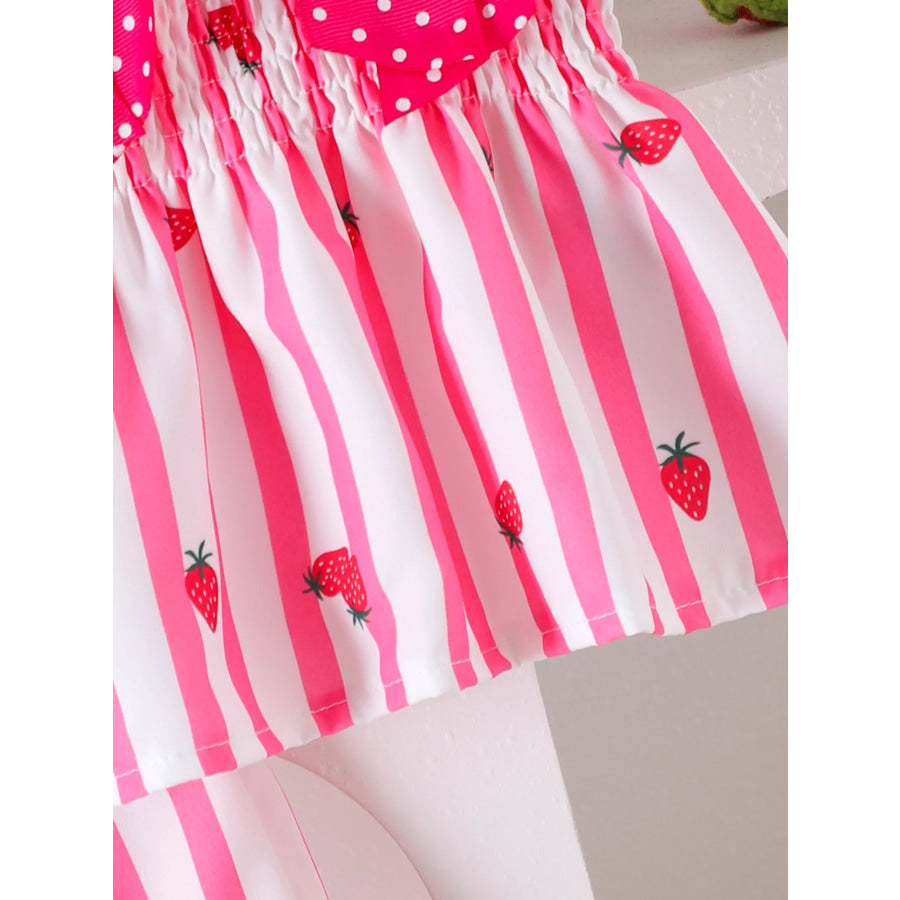 Children’s Bow Ruffled Striped Top and Shorts Set Apparel and Accessories