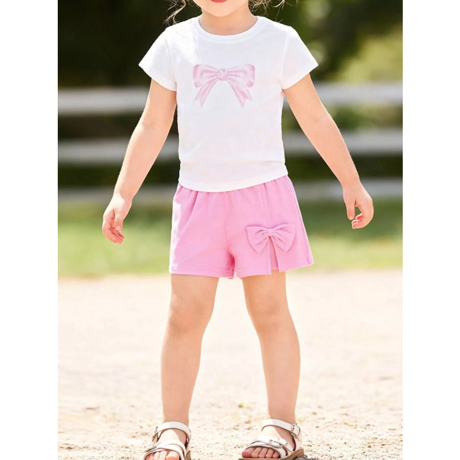 Children’s Bow T-Shirt & Shorts Set White / 2Y Apparel and Accessories