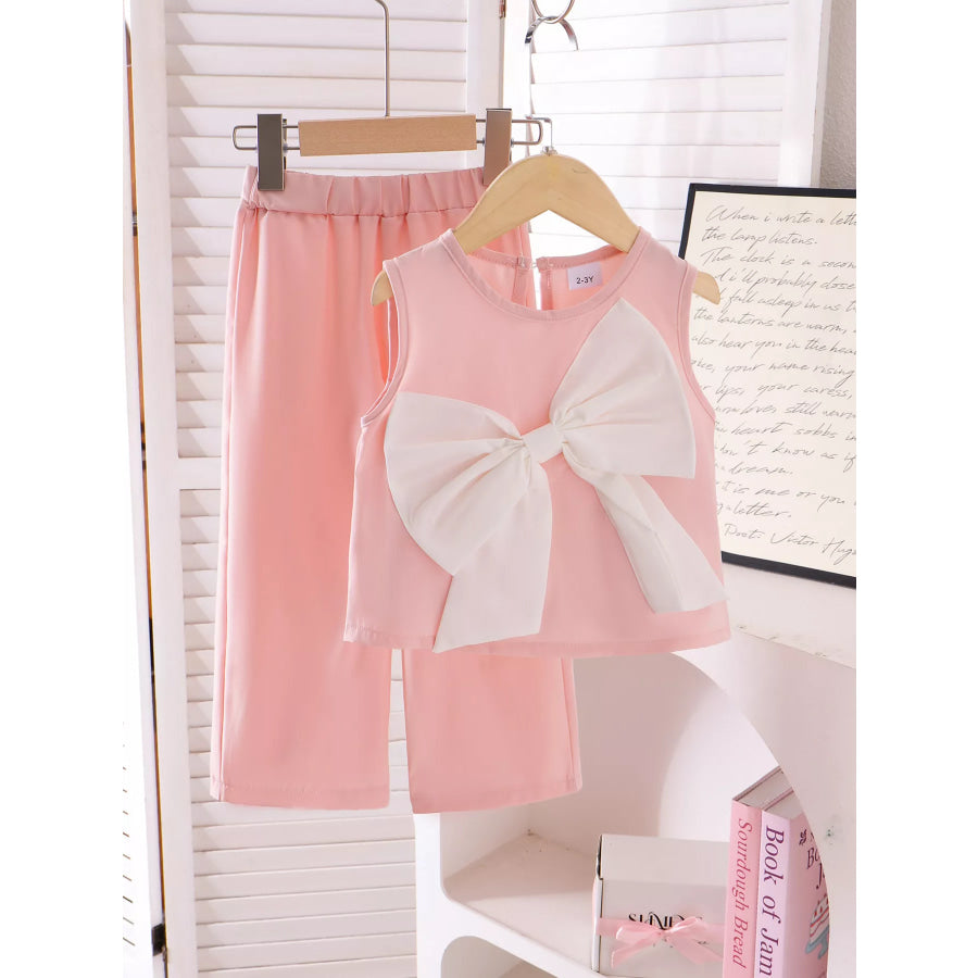 Children’s Bow Tank and Pants Set Pink / 2-3Y Apparel and Accessories