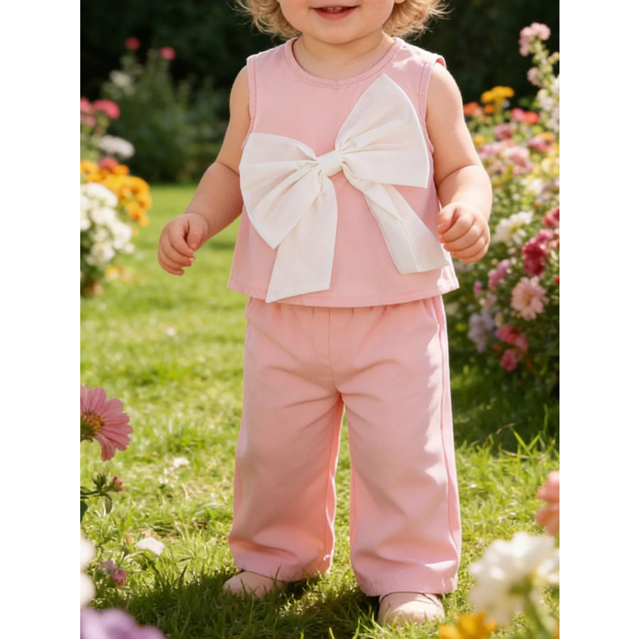 Children’s Bow Tank and Pants Set Pink / 2-3Y Apparel and Accessories