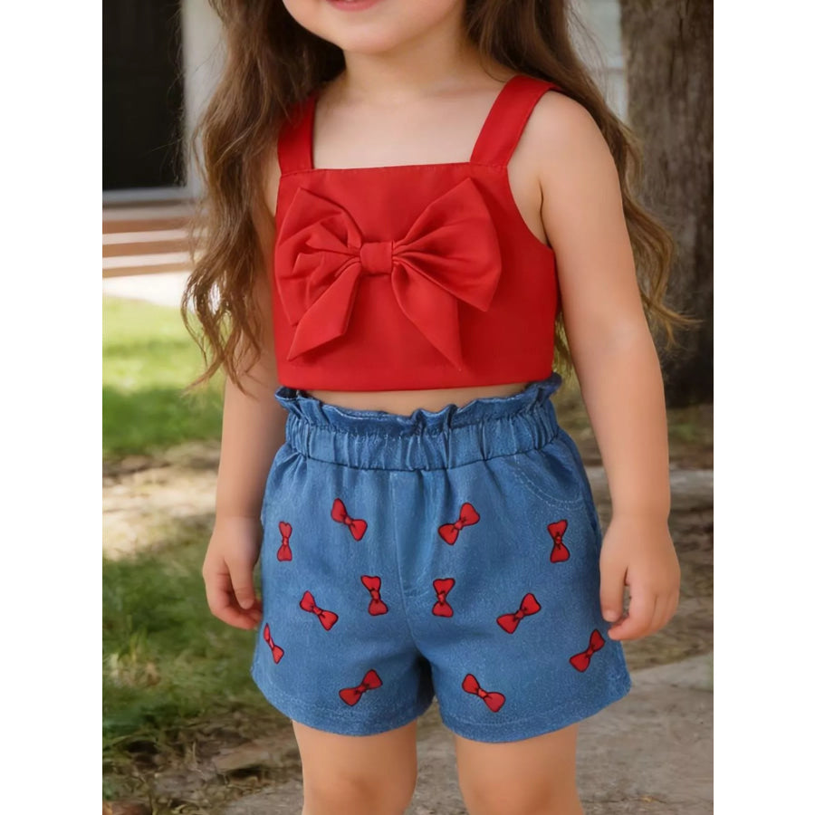 Children’s Bow Tank and Shorts Set Red / 6-9M Apparel Accessories
