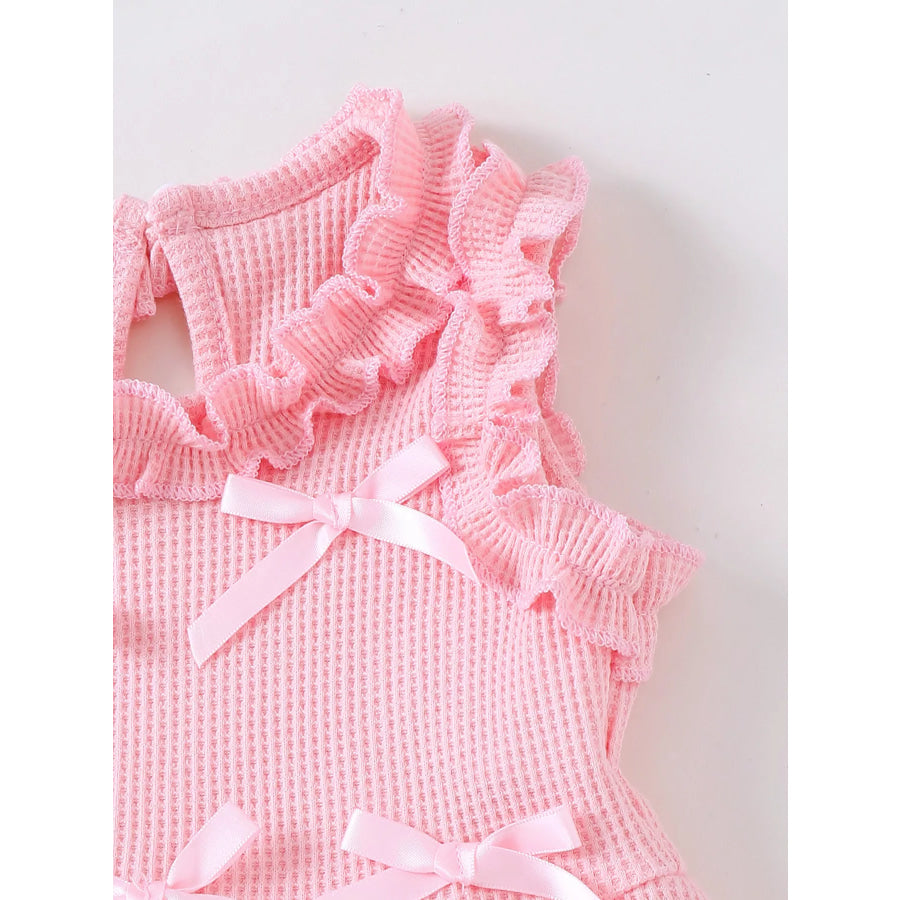 Children’s Bow Waffle Knit Top and Pants Set Apparel and Accessories