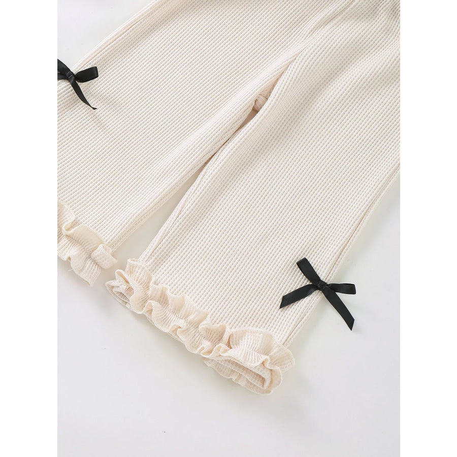 Children’s Bow Waffle Knit Top and Pants Set Apparel and Accessories
