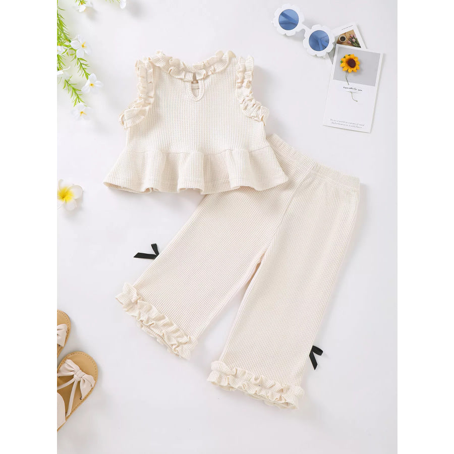 Children’s Bow Waffle Knit Top and Pants Set Apparel and Accessories