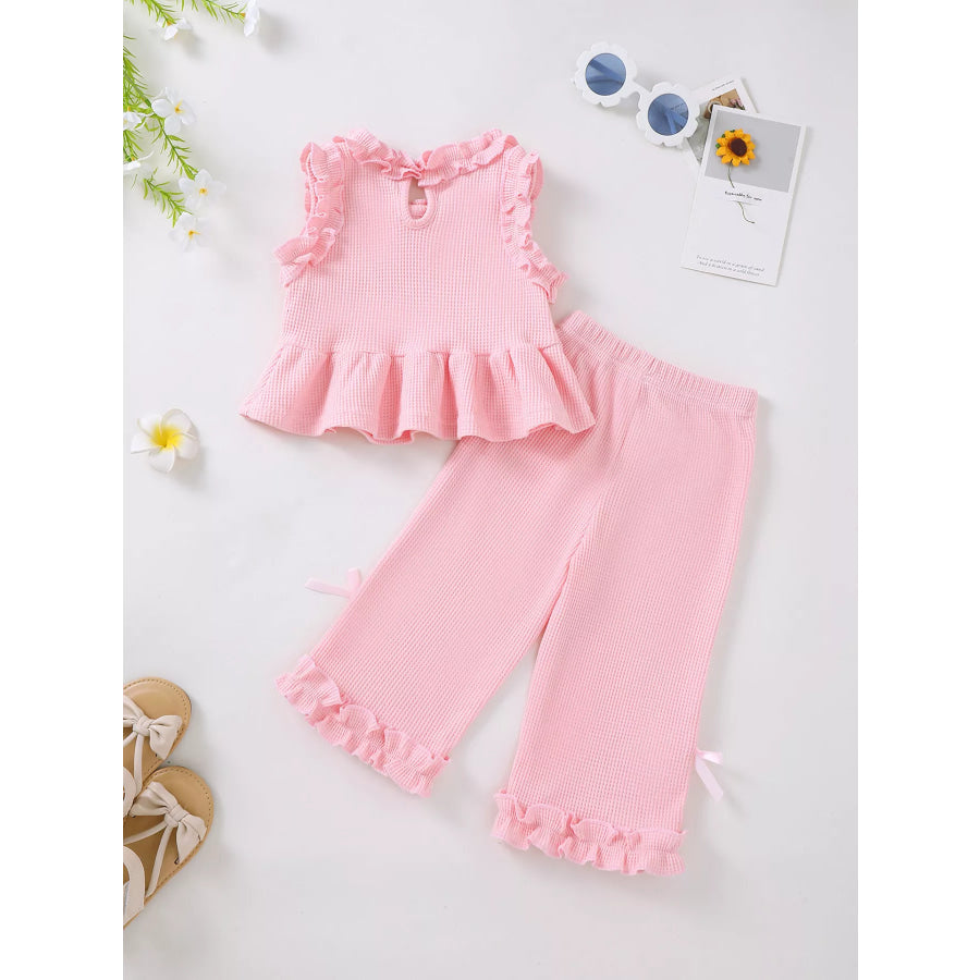 Children’s Bow Waffle Knit Top and Pants Set Apparel and Accessories