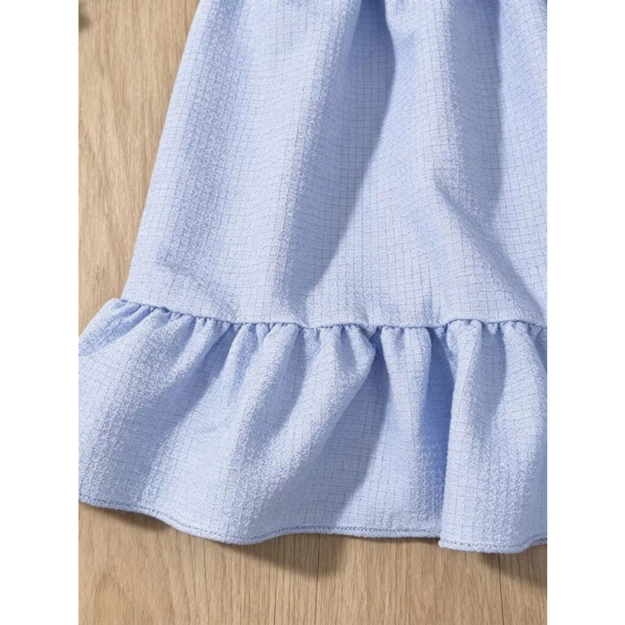 Children’s Bowknot Decor Ruffle Hem Sleeveless Dress Apparel and Accessories