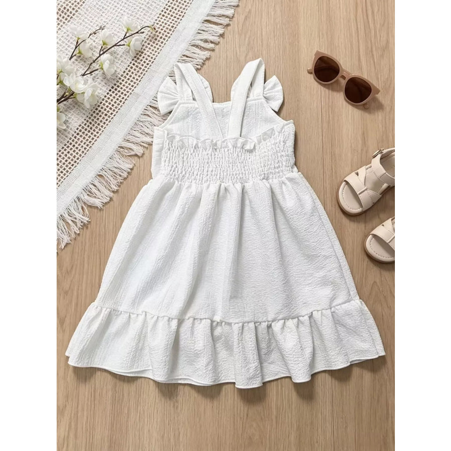 Children’s Bowknot Decor Ruffle Hem Sleeveless Dress Apparel and Accessories