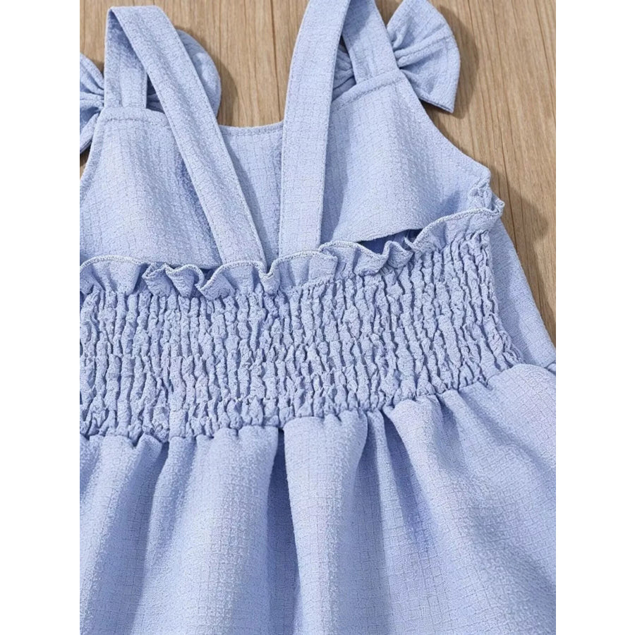 Children’s Bowknot Decor Ruffle Hem Sleeveless Dress Apparel and Accessories