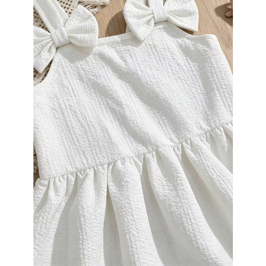 Children’s Bowknot Decor Ruffle Hem Sleeveless Dress Apparel and Accessories