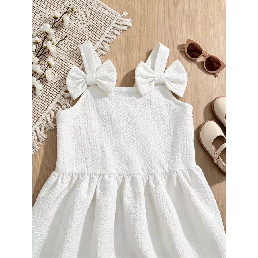 Children’s Bowknot Decor Ruffle Hem Sleeveless Dress Apparel and Accessories