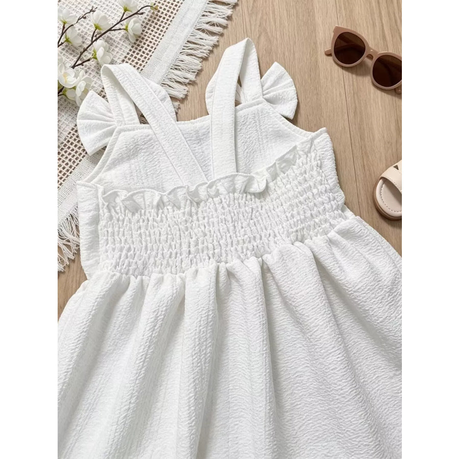Children’s Bowknot Decor Ruffle Hem Sleeveless Dress Apparel and Accessories