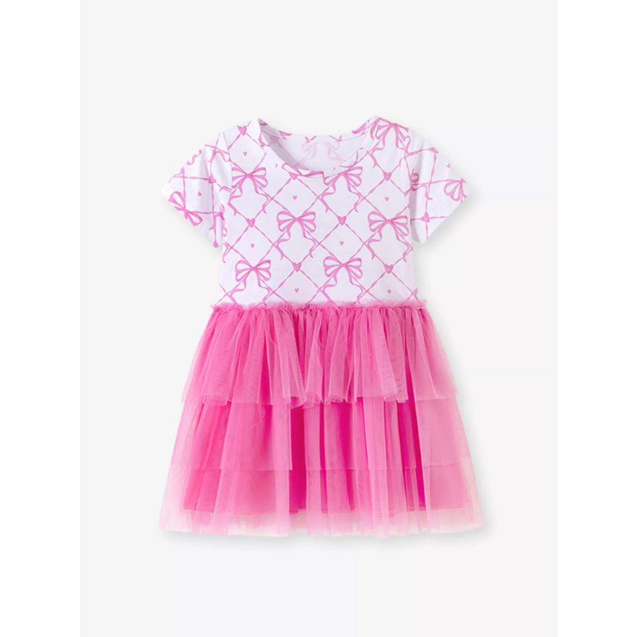 Children’s Bowknot Pattern Tulle Layered Dress Apparel and Accessories