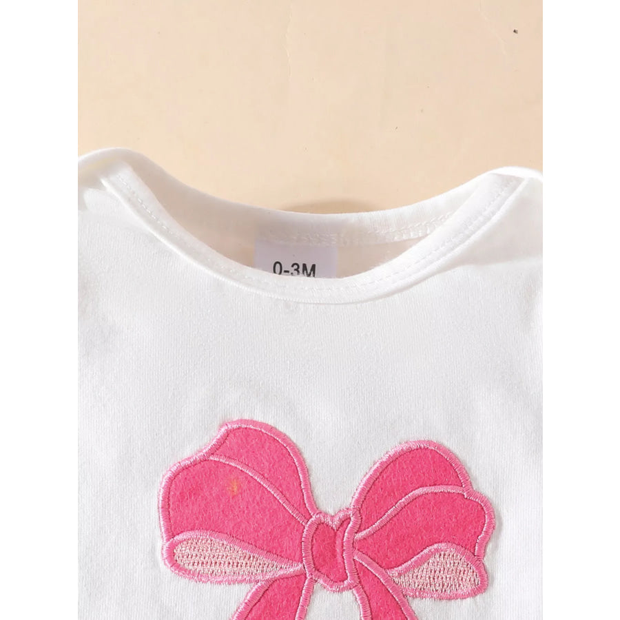 Children’s Bowknot Print Ruffle Trim 3 Piece Set Apparel and Accessories