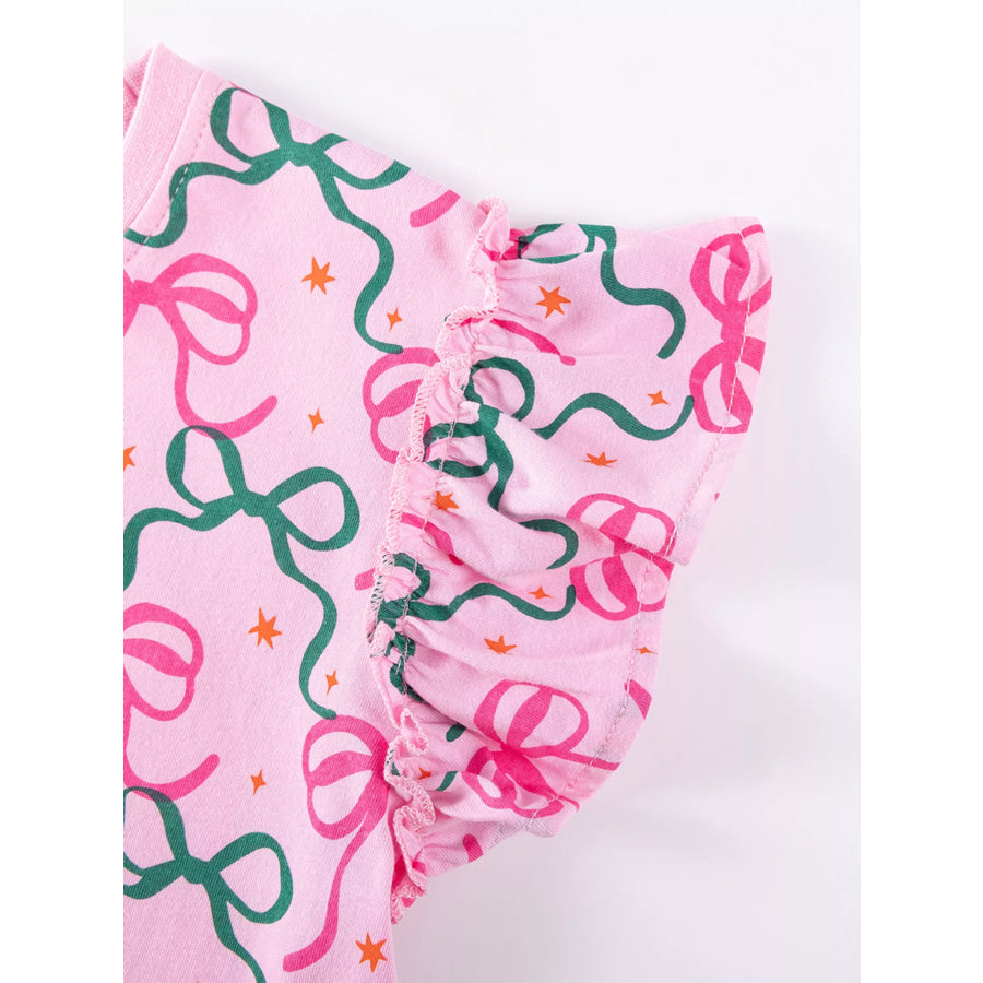 Children’s Bowknot Ruffle Sleeve Tulle Dress Apparel and Accessories