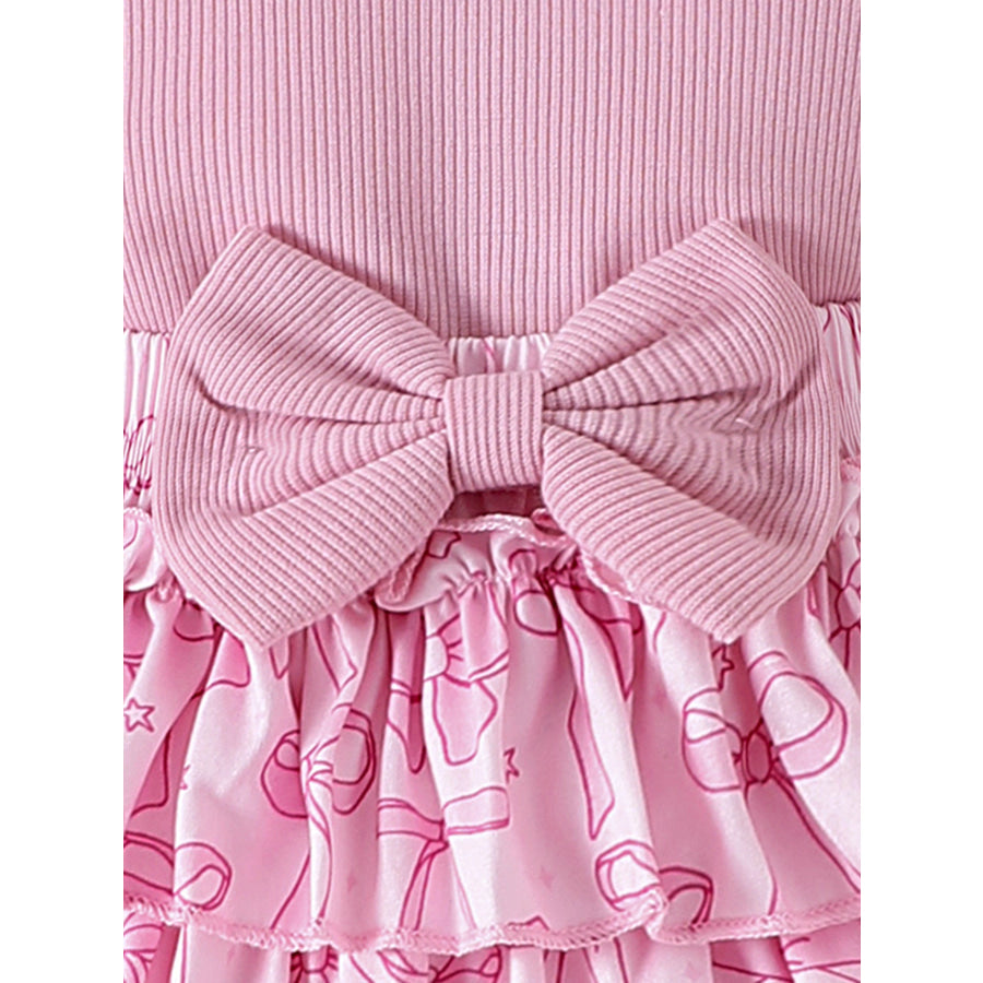 Children’s Bowknot Ruffle Trim Bodysuit & Skort & Headband Set Apparel and Accessories