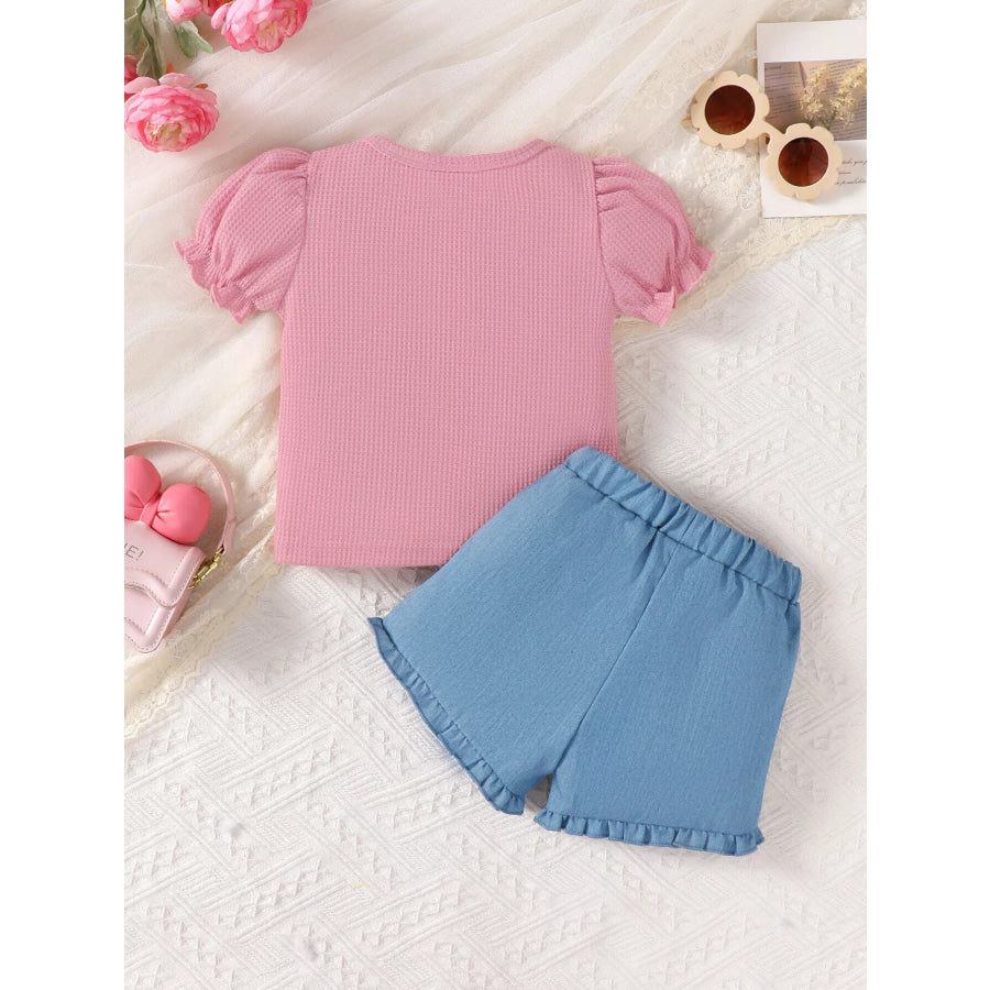 Children’s Bowknot Ruffle Trim Top and Shorts Set Apparel and Accessories