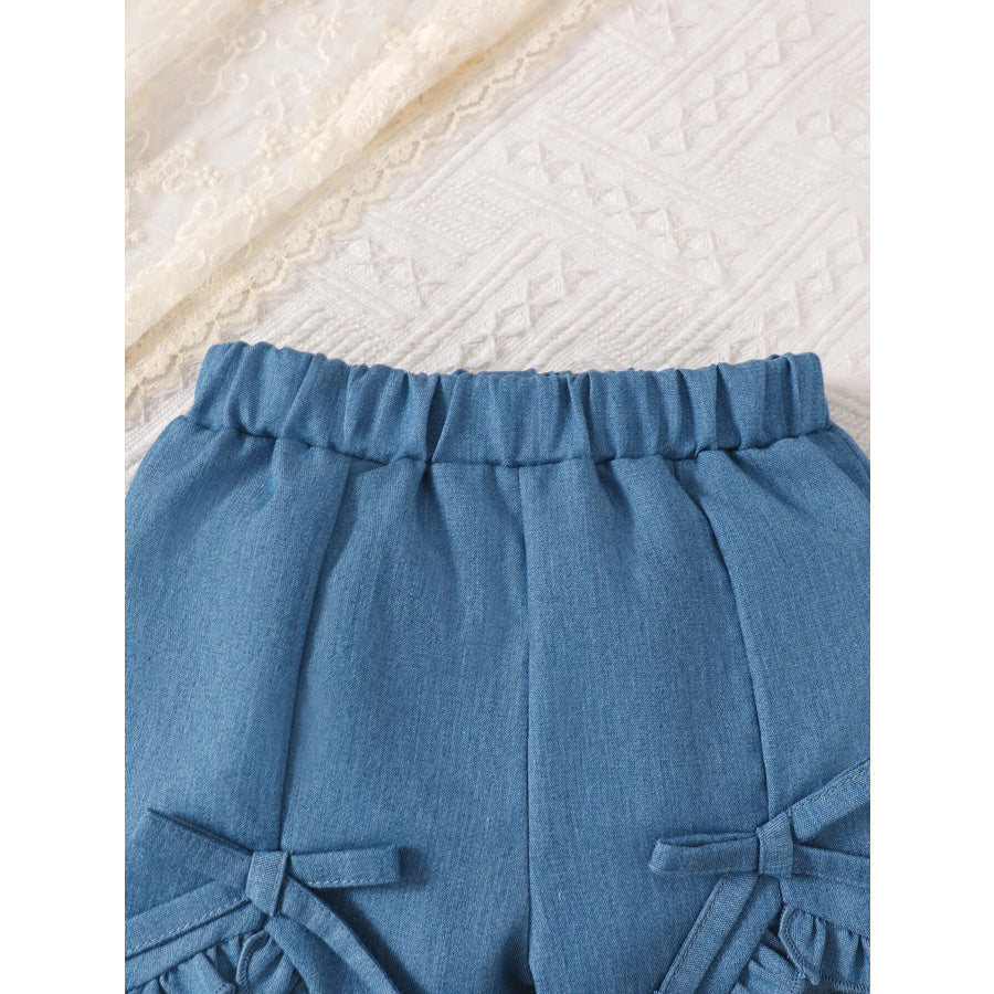 Children’s Bowknot Ruffle Trim Top and Shorts Set Apparel and Accessories