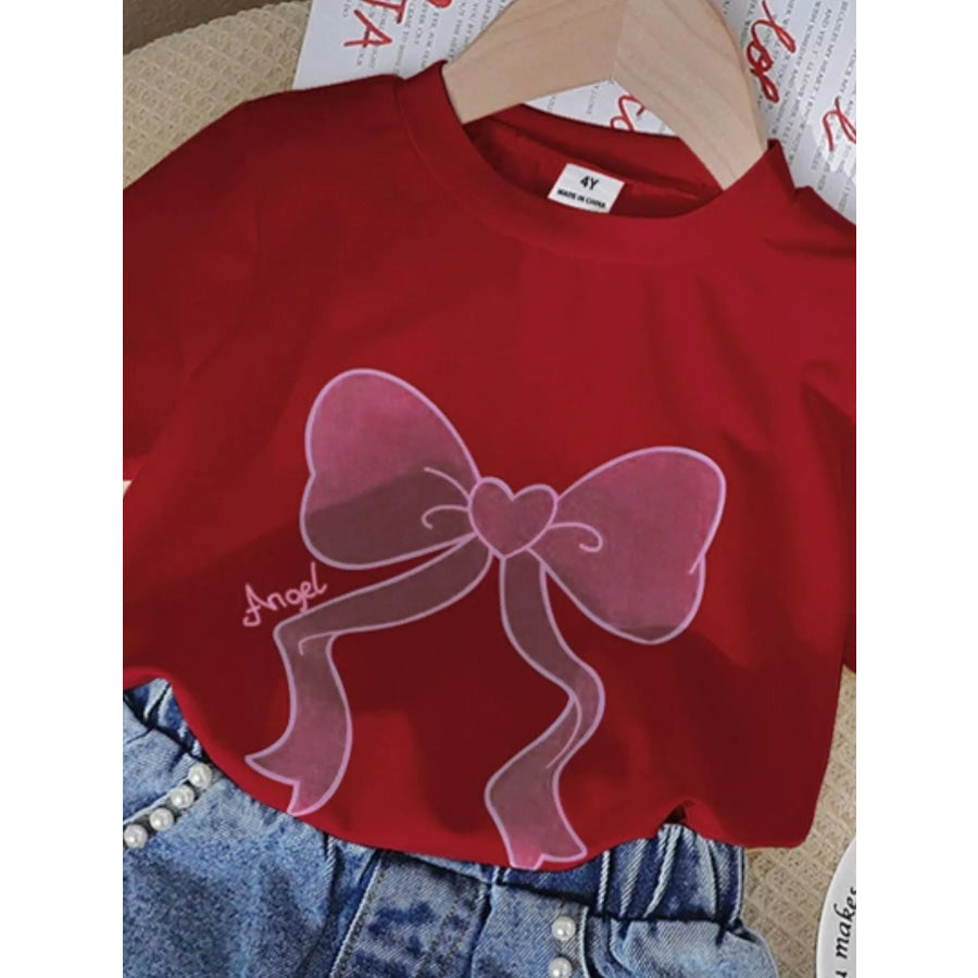 Children’s Bowknot T-shirt and Denim Shorts Set Apparel and Accessories