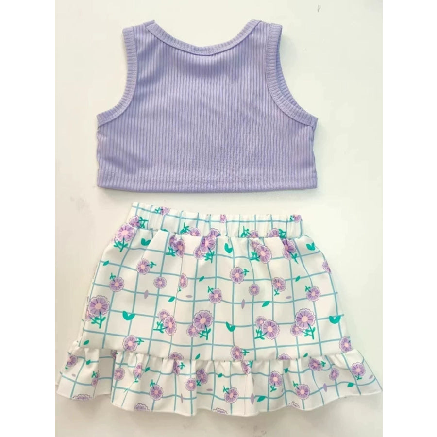 Children’s Bowknot Tank Top and Skirt Set Apparel and Accessories
