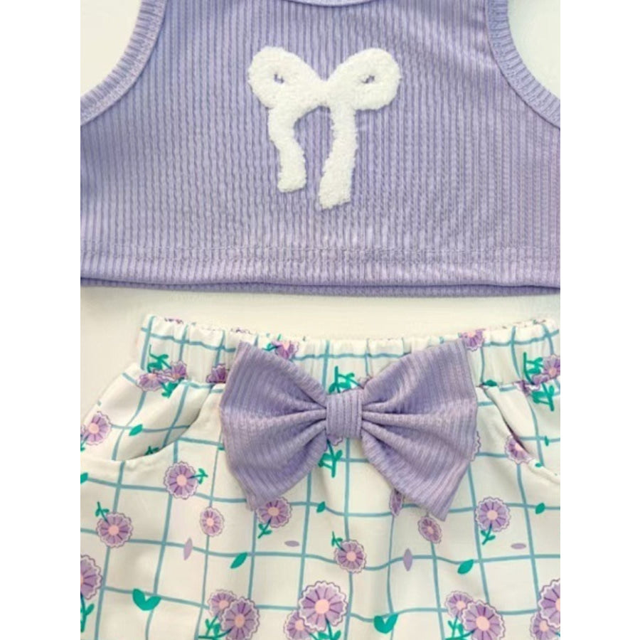 Children’s Bowknot Tank Top and Skirt Set Apparel and Accessories