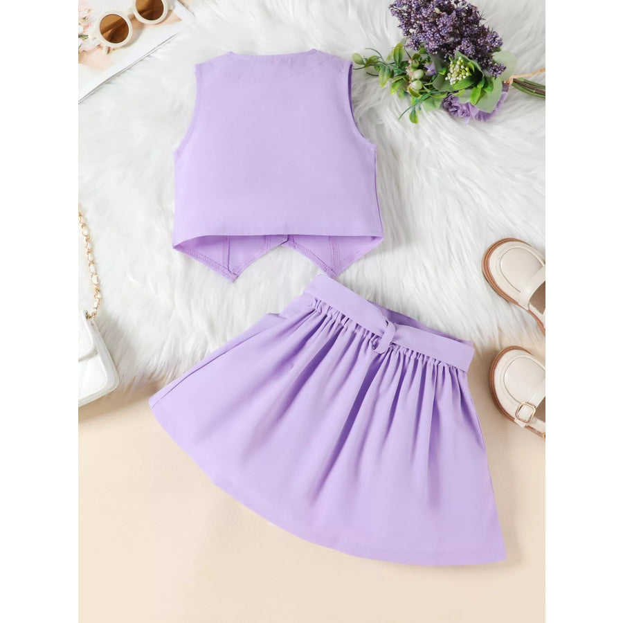Children’s Bowknot Vest & Pleated Skirt Set Apparel and Accessories